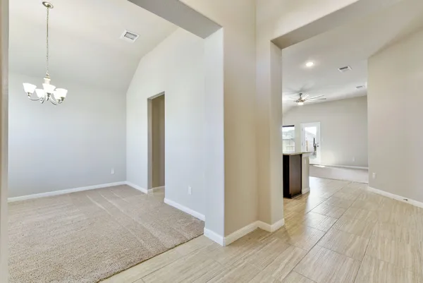 a view of a livingroom with a chandelier