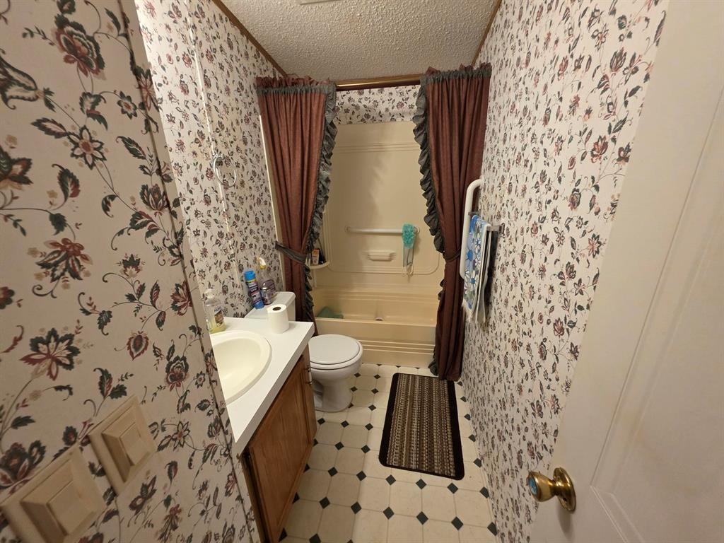 3872 East State Highway 154 Quitman, TX 75783 - Photo 35 of 40 a bathroom with a toilet and a shower curtain