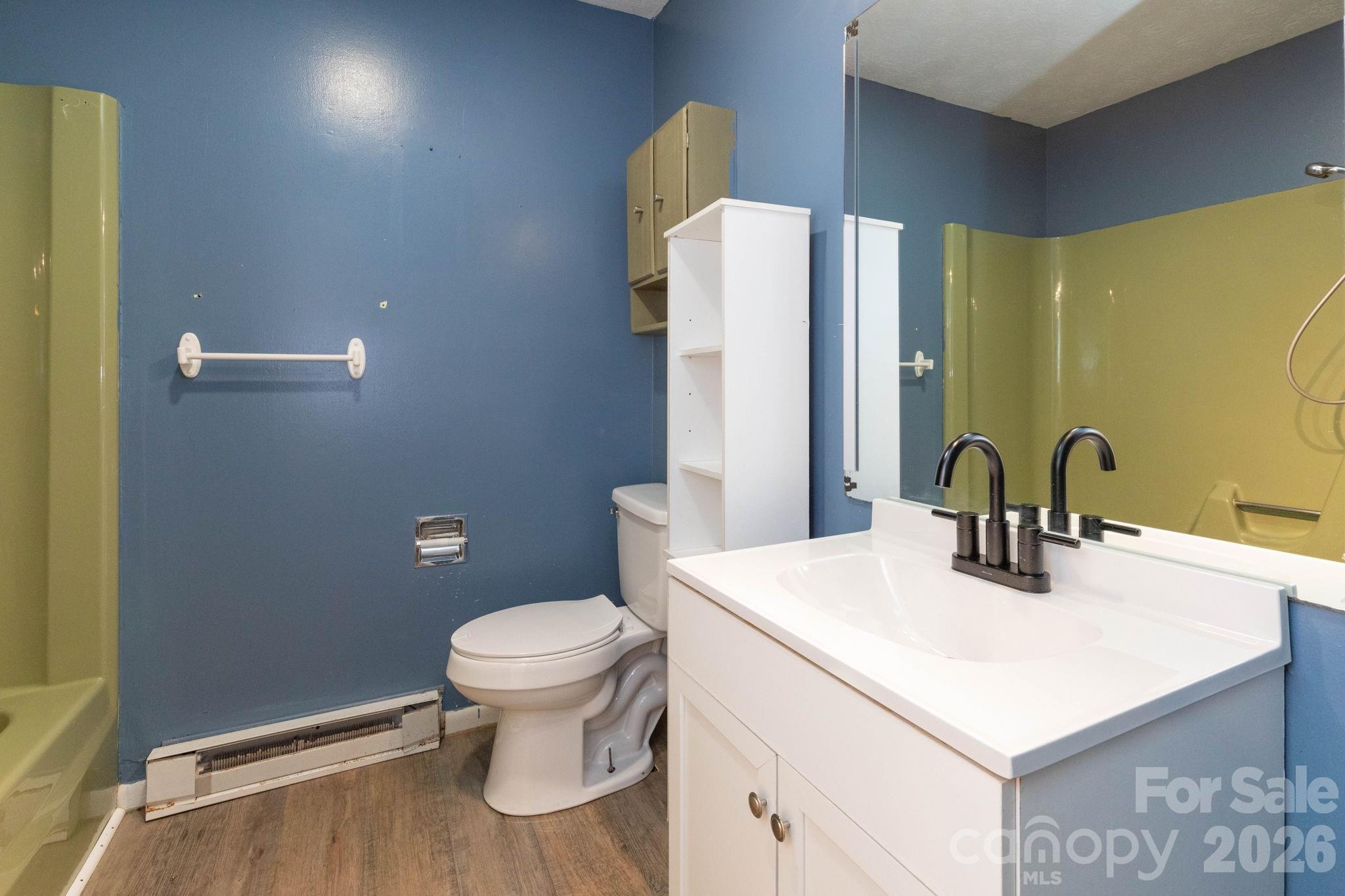 380 Woodland Church Road Clyde, NC 28721 - Photo 8 of 23 a bathroom with a sink a toilet and mirror