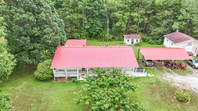 an aerial view of a house