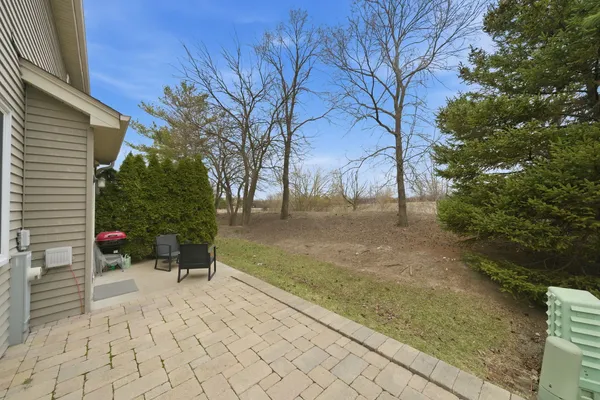 a view of backyard with outdoor seating and plants