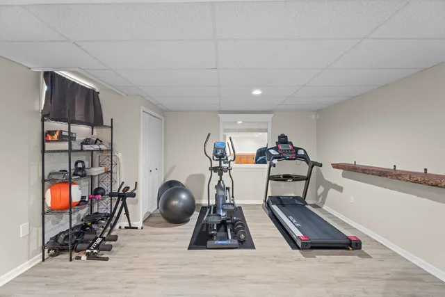 a view of a room with gym equipment