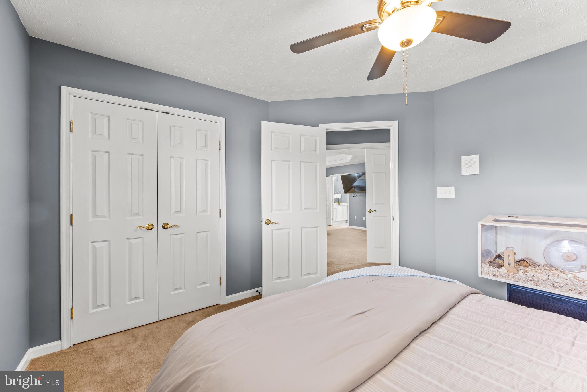 1717 Maco Drive Hanover, MD 21076 - Photo 61 of 93 a bedroom with a bed and a chandelier fan