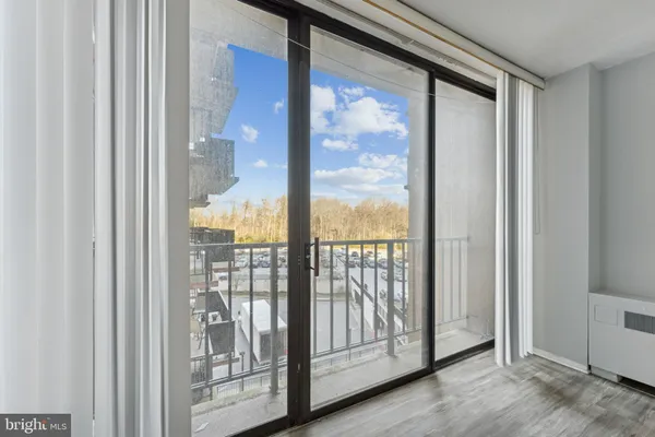 a view of a glass door with a door