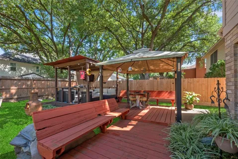 a view of outdoor space yard deck patio and outdoor seating