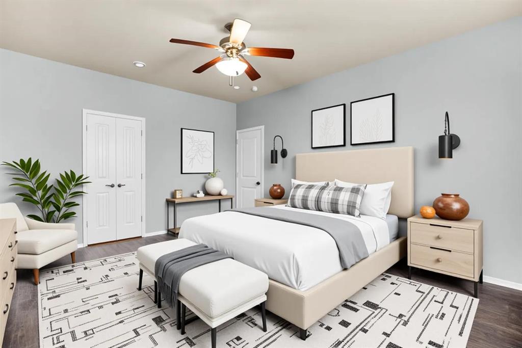 2114 Cedar Trail Anna, TX 75409 - Photo 25 of 34 a bedroom with a bed a couch and potted plant