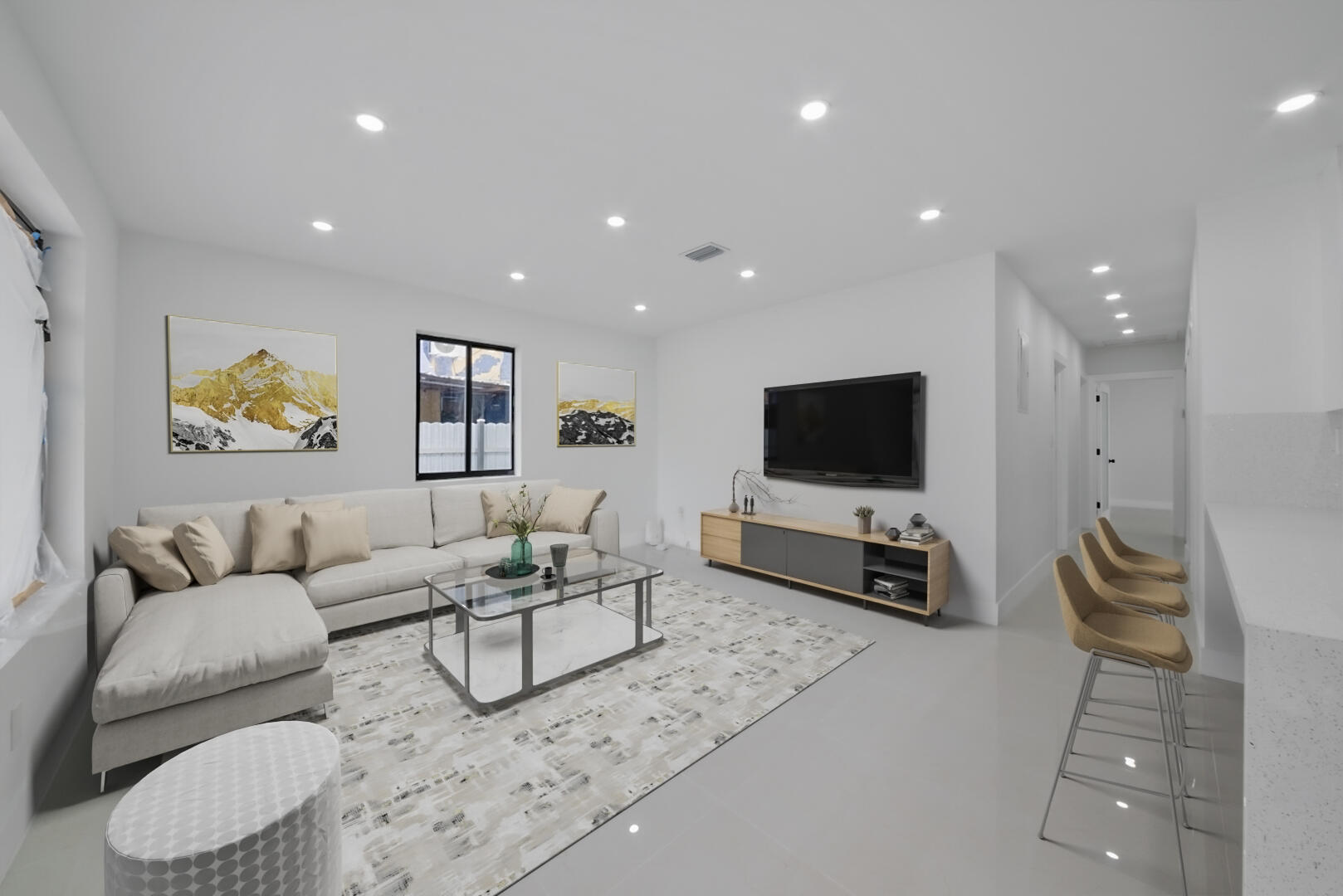 860 Northwest 70th Street Miami, FL 33150 - Photo 3 of 25 a living room with furniture and a flat screen tv