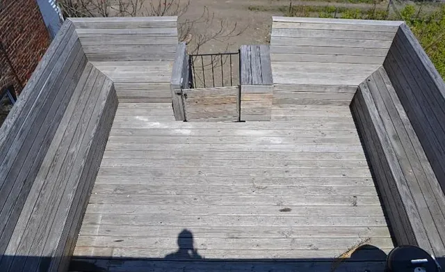 a view of wooden door
