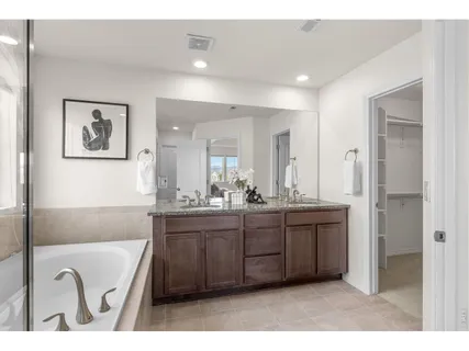 a bathroom with a sink a mirror and a bathtub