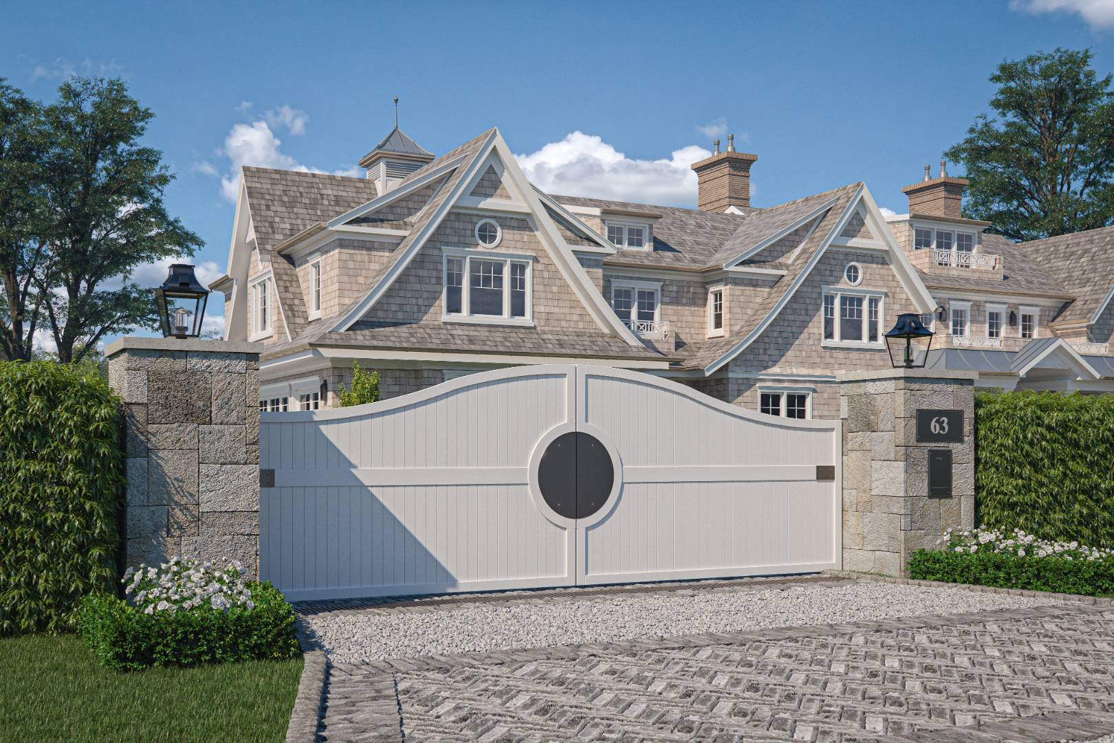 Undisclosed Address Southampton, NY 11968 - Photo 2 of 15 a front view of a house with a yard
