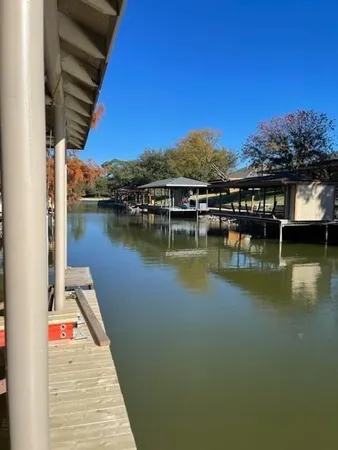 a view of a lake with a outdoor space