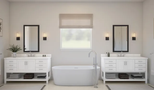 a bathroom with a sink a mirror and a bathtub