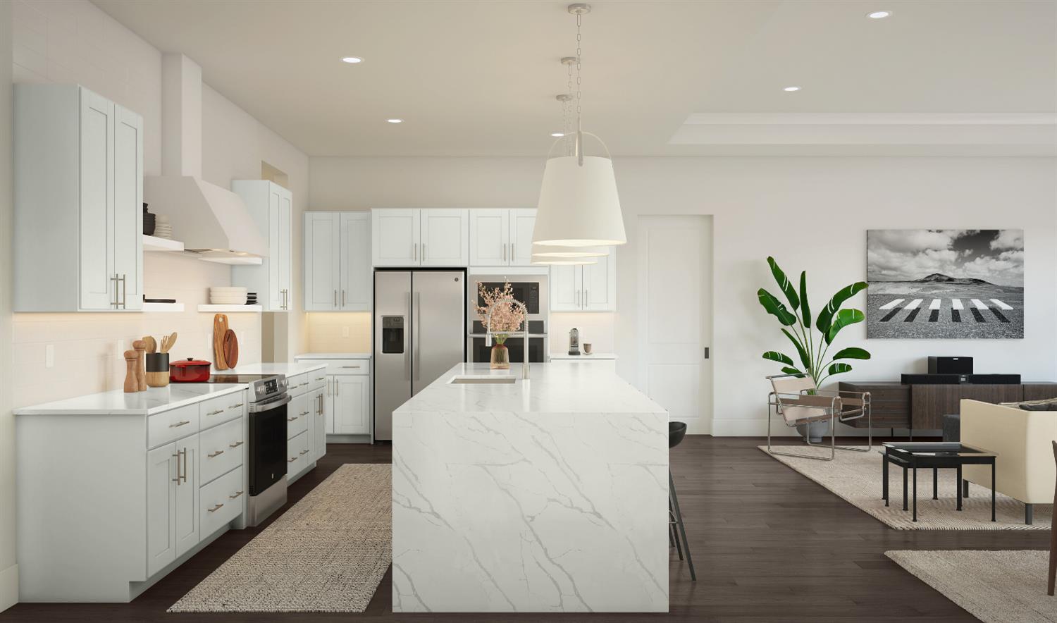 8134 Canyon Ridge Drive Friant, CA 93626 - Photo 4 of 18 a large white kitchen with cabinets stove and refrigerator