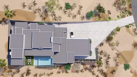 an aerial view of a house
