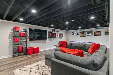 a living room with furniture