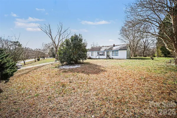 a view of a yard with some trees