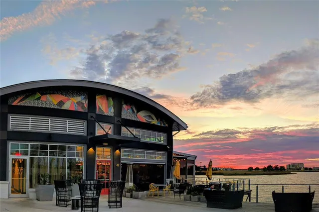 a view of street with sitting area
