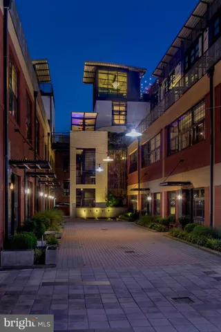 a view of a building with a street