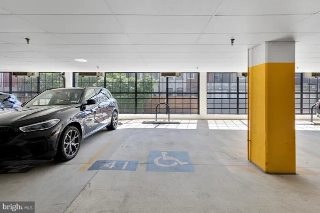a view of a car in garage