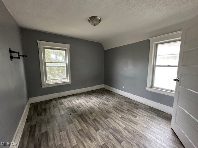 973 Stevenson Road Cleveland, OH 44110 - Photo 17 of 25 Unfurnished bedroom featuring light wood-type flooring, a textured ceiling, and vaulted ceiling