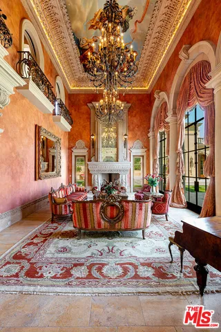 a living room with furniture