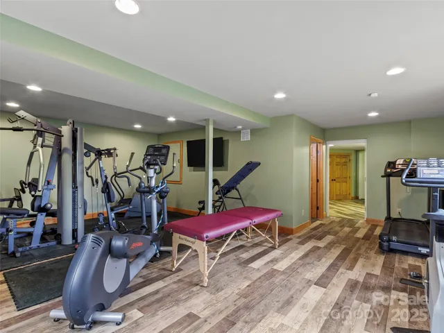 a view of a room with gym equipment