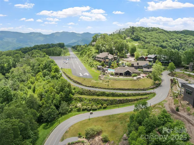 a view of a lush green hillside and a houses