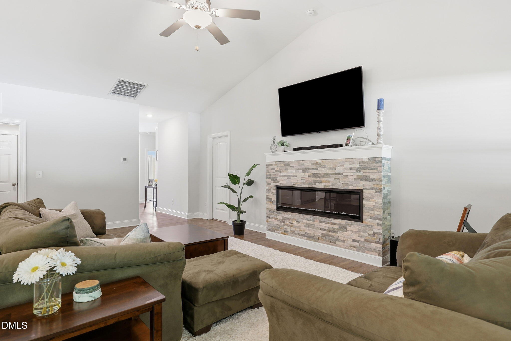7012 Vanover Drive Raleigh, NC 27604 - Photo 10 of 41 Modern Fireplace and Media Wall