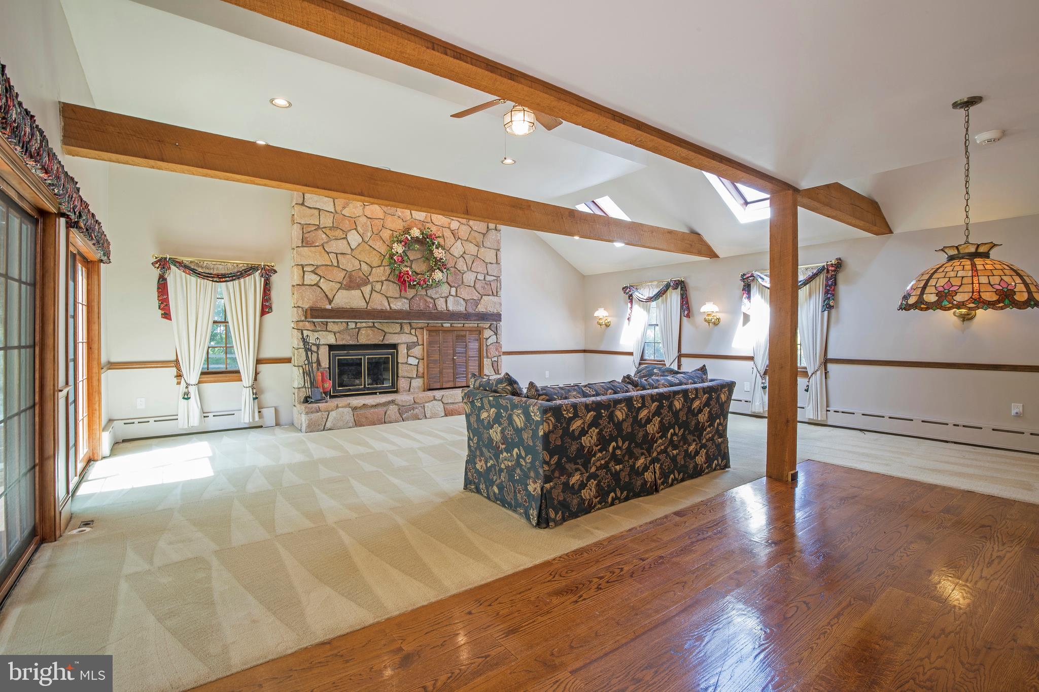 1181 Oxford Valley Road Yardley, PA 19067 - Photo 26 of 61 Vaulted Ceiling & Stone Fireplace in Family Room