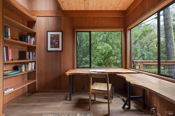 a room with a large window