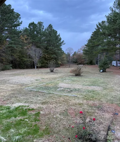 a backyard of a house with lots of green space and trees