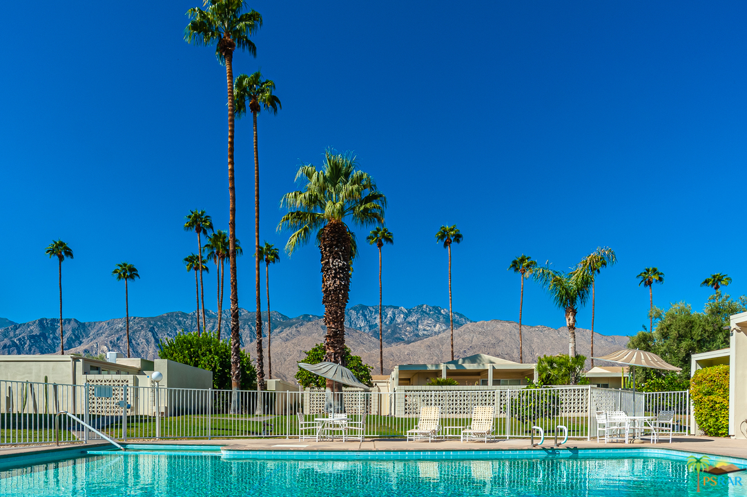 1805 Sandcliff Road Palm Springs, CA 92264 - Photo 39 of 51 a view of a house with a palm tree and a yard
