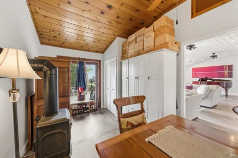 an aerial view of house with yard