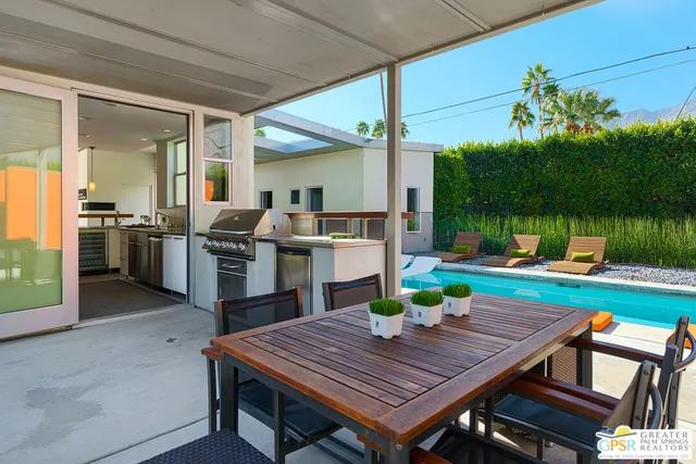 a outdoor view with a sitting space