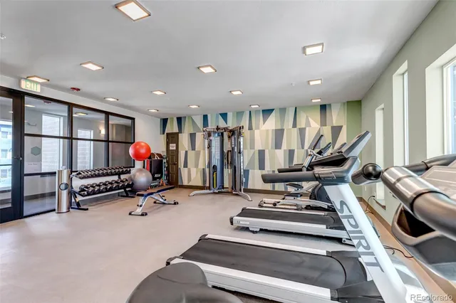 a view of a room with gym equipment