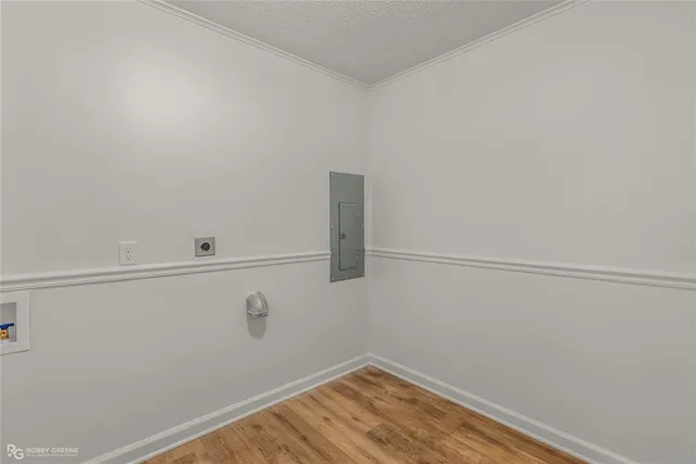 a view of a room with racks on the wall