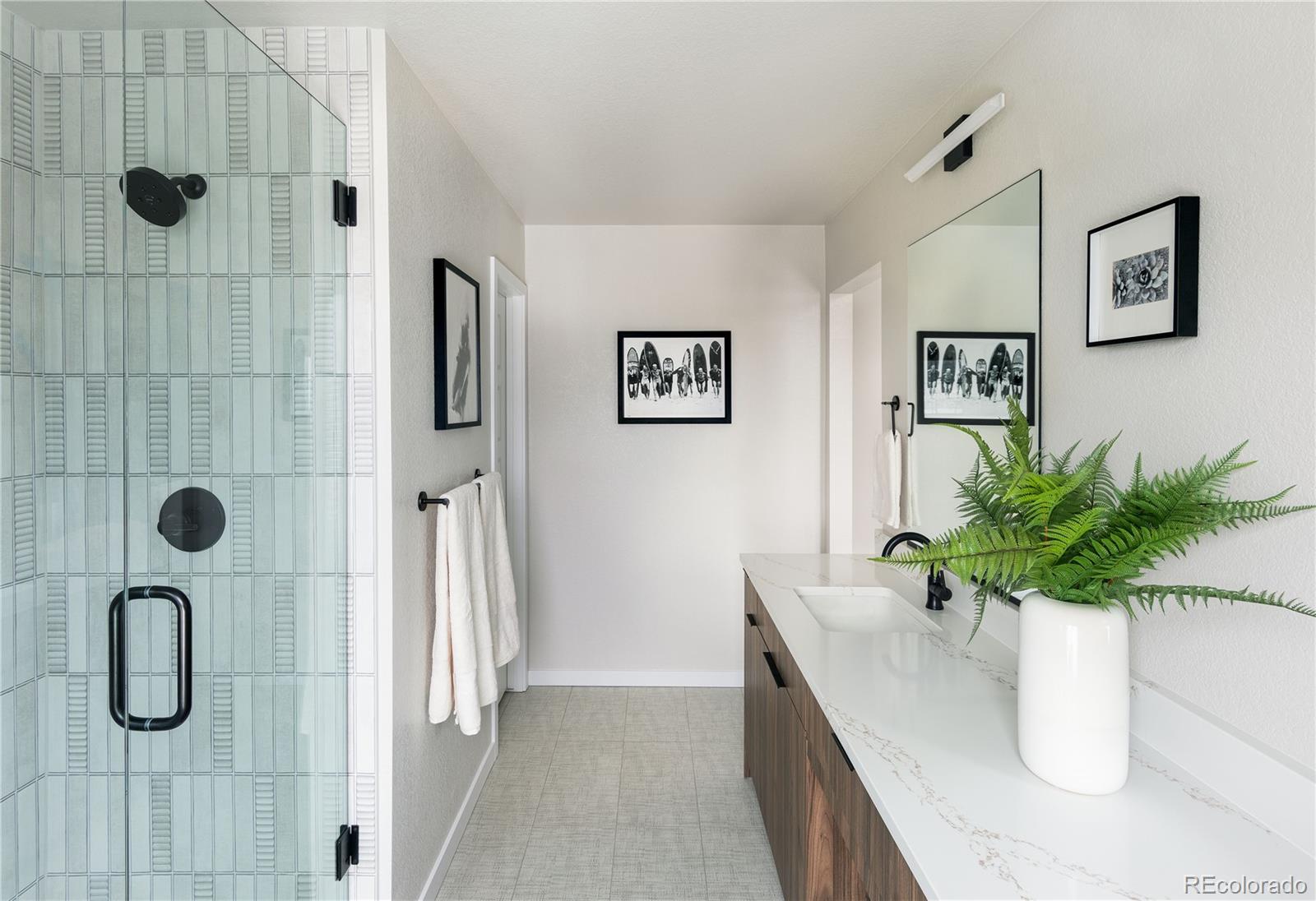 14472 Tranquil Court Morrison, CO 80465 - Photo 4 of 13 a bathroom with a potted plant that has a shower