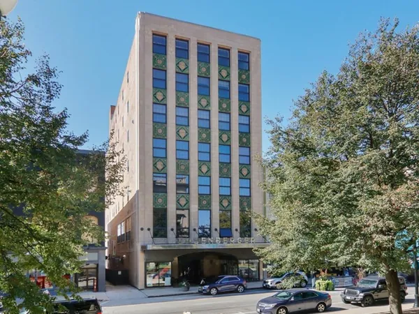 a view of a building and a street view