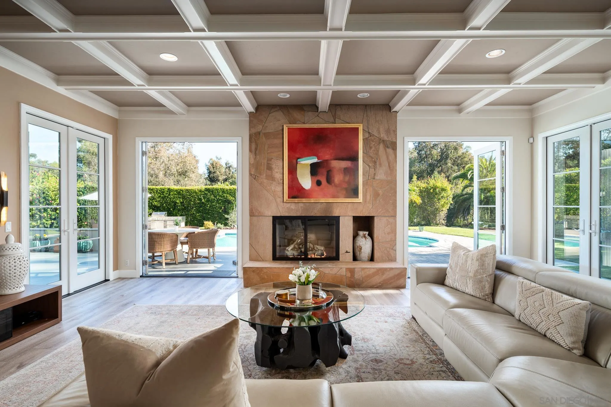 17323 Circa Del Sur Rancho Santa Fe, CA 92067 - Photo 15 of 41 a living room with furniture fireplace and a large window