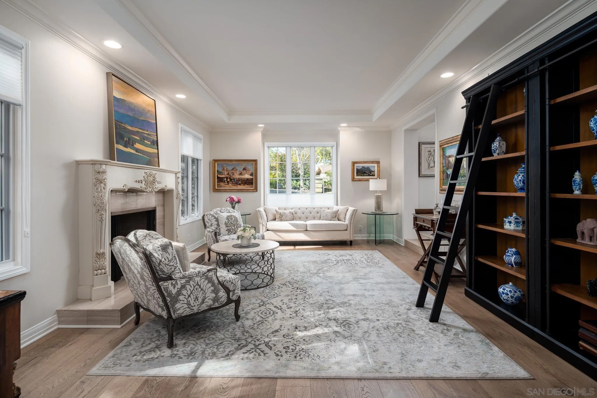 17323 Circa Del Sur Rancho Santa Fe, CA 92067 - Photo 6 of 41 a living room with furniture and a fireplace