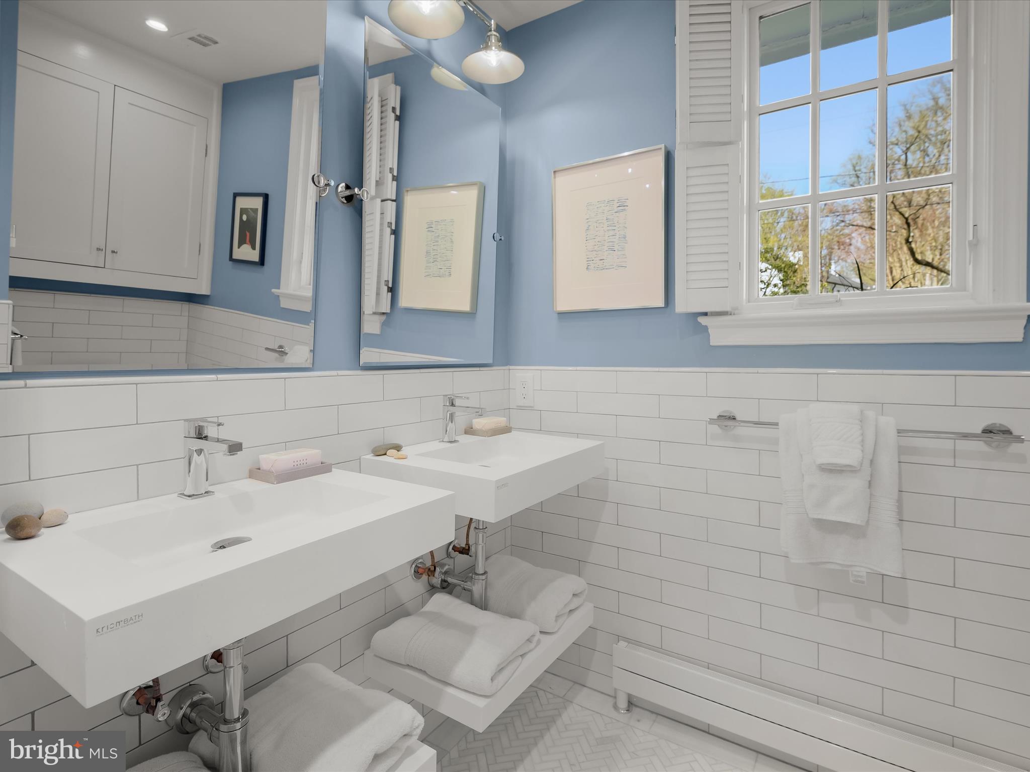9305 Burning Tree Road Bethesda, MD 20817 - Photo 36 of 67 Primary Suite Renovated Bath w/Dual Vanities