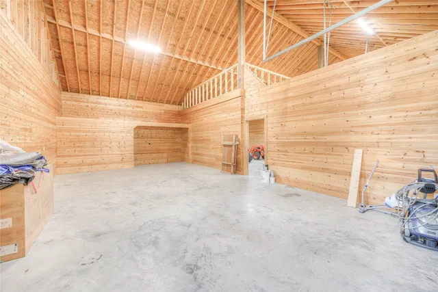 a view of a room with racks on the wall