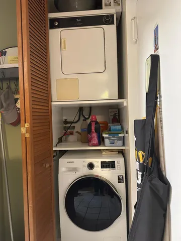 a utility room with a washer and dryer