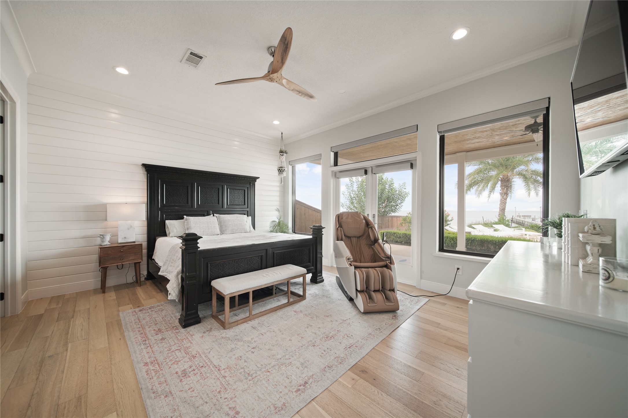 206 Avenue A Dickinson, TX 77539 - Photo 18 of 38 Large Secondary Bedroom or Second Primary! Shiplap Accent Wall