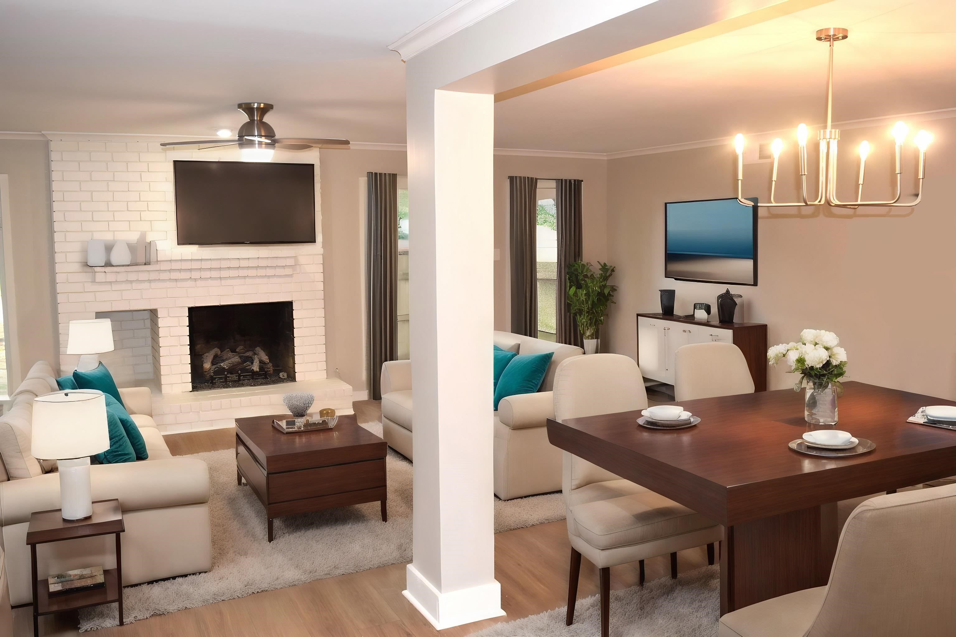 1831 Allenby Green, Unit 1831 Germantown, TN 38139 - Photo 6 of 25 a living room with furniture a fireplace and a flat screen tv