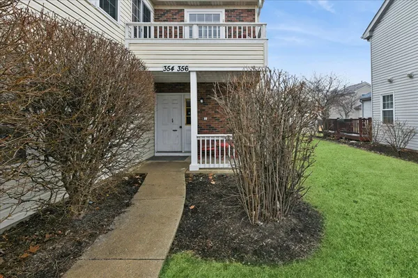 a porch with seating space