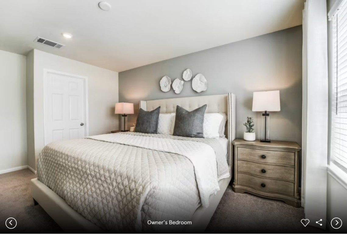 396 Begonia Street Buda, TX 78610 - Photo 7 of 10 a bedroom with a bed and a lamp on dresser