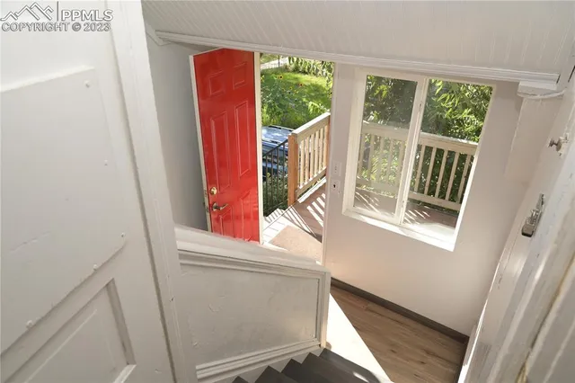 a view of a door and chair