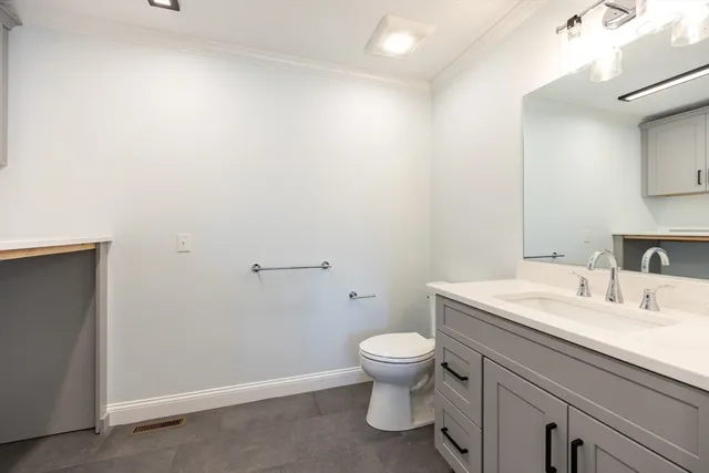 a bathroom with a sink toilet and vanity