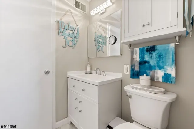 a bathroom with a sink a toilet and vanity